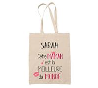 Planetee Tote Bag Sarah Meilleure Maman | Sac Coton Recyclé Réutilisable Shopping Fête des Mères cadeau Respectueux Environnement