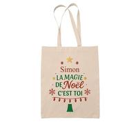Planetee Tote bag Simon Magie de noël Sapin - Sac Shopping - Secret santa Cadeau Noël Humour Insolite Collègue