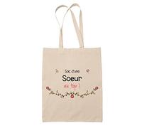 Planetee Tote Bag Soeur au Top | Idée Cadeau Anniversaire Noël Famille Sac Cabas Réutilisable