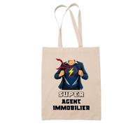 Planetee Tote bag Super Agent Immobilier | Sac en toile coton Original Cadeau Anniversaire Noël Humour fête des mères