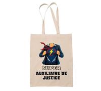 Planetee Tote bag Super Auxiliaire De Justice | Sac en toile coton Original Cadeau Anniversaire Noël Humour fête des mères