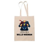 Planetee Tote bag Super Belle-Maman | Sac en toile coton Original Cadeau Anniversaire Noël Humour fête des mères
