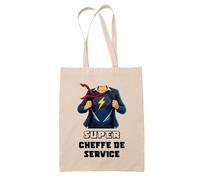 Planetee Tote bag Super Cheffe De Service | Sac en toile coton Original Cadeau Anniversaire Noël Humour fête des mères