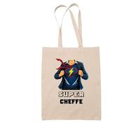 Planetee Tote bag Super Cheffe | Sac en toile coton Original Cadeau Anniversaire Noël Humour fête des mères