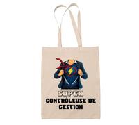 Planetee Tote bag Super Contrôleuse De Gestion | Sac en toile coton Original Cadeau Anniversaire Noël Humour fête des mères