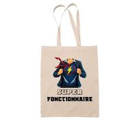 Planetee Tote bag Super Fonctionnaire | Sac en toile coton Original Cadeau Anniversaire Noël Humour fête des mères