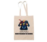 Planetee Tote bag Super Mathématicienne | Sac en toile coton Original Cadeau Anniversaire Noël Humour fête des mères