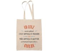 Planetee Tote Bag Un Cousin Aussi Génial Sac Cabas Coton Fairtrade Réutilisable pour Courses, Travail ou Transport - Cadeau Original Famille Collègue Retraitée