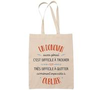 Planetee Tote Bag Un Dominique Aussi Génial Sac Cabas Coton Fairtrade Réutilisable pour Courses, Travail ou Transport - Cadeau Original Famille Collègue Retraitée