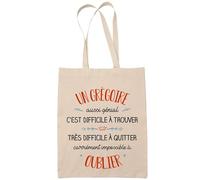 Planetee Tote Bag Un Greffier Aussi Génial Sac Cabas Coton Fairtrade Réutilisable pour Courses, Travail ou Transport - Cadeau Original Famille Collègue Retraitée