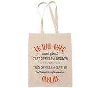 Planetee Tote Bag Un Jean-Luc Aussi Génial Sac Cabas Coton Fairtrade Réutilisable pour Courses, Travail ou Transport - Cadeau Original Famille Collègue Retraitée