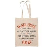 Planetee Tote Bag Un Jean-Pascal Aussi Génial Sac Cabas Coton Fairtrade Réutilisable pour Courses, Travail ou Transport - Cadeau Original Famille Collègue Retraitée
