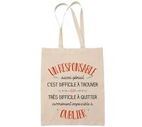 Planetee Tote Bag Un Responsable Aussi Génial Sac Cabas Coton Fairtrade Réutilisable pour Courses, Travail ou Transport - Cadeau Original Famille Collègue Retraitée