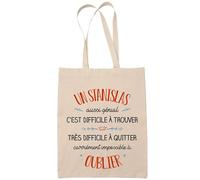 Planetee Tote Bag Un Stanislas Aussi Génial Sac Cabas Coton Fairtrade Réutilisable pour Courses, Travail ou Transport - Cadeau Original Famille Collègue Retraitée