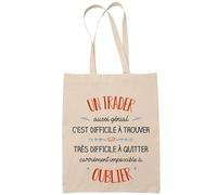 Planetee Tote Bag Un Trader Aussi Génial Sac Cabas Coton Fairtrade Réutilisable pour Courses, Travail ou Transport - Cadeau Original Famille Collègue Retraitée