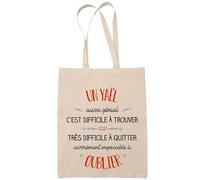 Planetee Tote Bag Un Yaël Aussi Génial Sac Cabas Coton Fairtrade Réutilisable pour Courses, Travail ou Transport - Cadeau Original Famille Collègue Retraitée