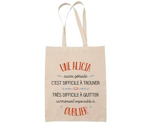 Planetee Tote Bag Une Alicia Aussi Géniale Sac Cabas Coton Fairtrade Réutilisable pour Courses, Travail ou Transport - Cadeau Original Famille Collègue Retraitée