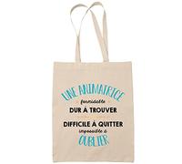 Planetee Tote Bag Une Animatrice Formidable beige | Sac coton cabas réutilisable cadeau amie collègue de travail, départ retraite