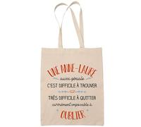 Planetee Tote Bag Une Anne-Laure Aussi Géniale Sac Cabas Coton Fairtrade Réutilisable pour Courses, Travail ou Transport - Cadeau Original Famille Collègue Retraitée