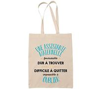 Planetee Tote Bag Une Assistante maternelle beige | Sac coton cabas réutilisable cadeau amie collègue de travail, départ retraite