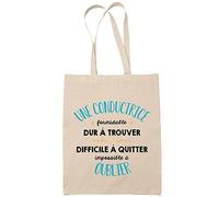 Planetee Tote Bag Une Conductrice Formidable beige | Sac coton cabas réutilisable cadeau amie collègue de travail, départ retraite