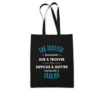 Planetee Tote Bag une Dentiste Formidable Noir | Sac Coton Cabas Réutilisable Cadeau Amie Collègue de Travail, Départ Retraite