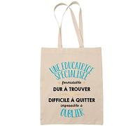 Planetee Tote Bag Une Educatrice spécialisée beige | Sac coton cabas réutilisable cadeau amie collègue de travail, départ retraite