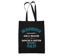 Planetee Tote Bag Une Ergothérapeute Formidable noir | Sac coton cabas réutilisable cadeau amie collègue de travail, départ retraite