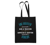 Planetee Tote Bag Une Golfeuse Formidable noir | Sac coton cabas réutilisable cadeau amie collègue de travail, départ retraite
