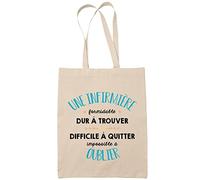 Planetee Tote Bag Une Infirmière Formidable beige | Sac coton cabas réutilisable cadeau amie collègue de travail, départ retraite