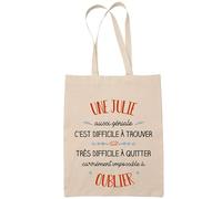 Planetee Tote Bag Une Julie Aussi Géniale Sac Cabas Coton Fairtrade Réutilisable pour Courses, Travail ou Transport - Cadeau Original Famille Collègue Retraitée