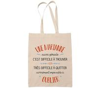 Planetee Tote Bag Une Marianne Aussi Géniale Sac Cabas Coton Fairtrade Réutilisable pour Courses, Travail ou Transport - Cadeau Original Famille Collègue Retraitée