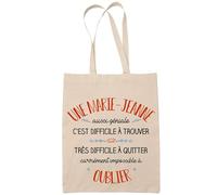 Planetee Tote Bag Une Marie-Jeanne Aussi Géniale Sac Cabas Coton Fairtrade Réutilisable pour Courses, Travail ou Transport - Cadeau Original Famille Collègue Retraitée