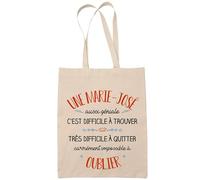 Planetee Tote Bag Une Marie-José Aussi Géniale Sac Cabas Coton Fairtrade Réutilisable pour Courses, Travail ou Transport - Cadeau Original Famille Collègue Retraitée