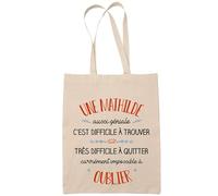 Planetee Tote Bag Une Mathilde Aussi Géniale Sac Cabas Coton Fairtrade Réutilisable pour Courses, Travail ou Transport - Cadeau Original Famille Collègue Retraitée