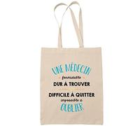 Planetee Tote Bag Une Médecin Formidable beige | Sac coton cabas réutilisable cadeau amie collègue de travail, départ retraite