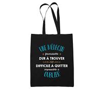 Planetee Tote Bag Une Médecin Formidable noir | Sac coton cabas réutilisable cadeau amie collègue de travail, départ retraite