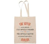 Planetee Tote Bag Une Sophia Aussi Géniale Sac Cabas Coton Fairtrade Réutilisable pour Courses, Travail ou Transport - Cadeau Original Famille Collègue Retraitée