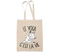Planetee Tote bag yoga c'est la vie | Idée Cadeau Sac cabas Bandoulière, Sac de Plage | Imprimé en France