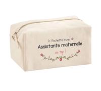 Planetee Trouse Multifonction Assistante Maternelle au Top | Trousse Scolaire Maquillage Idée Cadeau Collègue Noël Anniversaire | Trousse pour Fournitures Scolaires et de Bureau