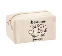 Planetee Trouse Multifonction Bérangère Super Collègue | Trousse Scolaire Fournitures Bureau Maquillage Idée Cadeau Collègue Noël Anniversaire