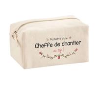 Planetee Trouse Multifonction Cheffe de Chantier au Top | Trousse Scolaire Fournitures Bureau Maquillage Idée Cadeau Collègue Noël Anniversaire