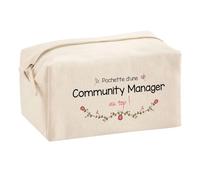 Planetee Trouse Multifonction Community Manager au Top | Trousse Scolaire Fournitures Bureau Maquillage Idée Cadeau Collègue Noël Anniversaire