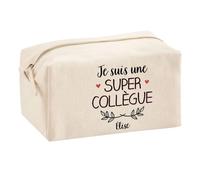 Planetee Trouse Multifonction Élise Super Collègue | Trousse Scolaire Maquillage Idée Cadeau Collègue Noël Anniversaire | Trousse pour Fournitures Scolaires et de Bureau