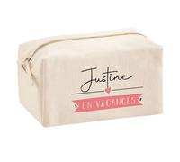 Planetee Trouse Multifonction Justine en Vacances | Trousse Scolaire Fournitures Bureau Maquillage Idée Cadeau Collègue Noël Anniversaire