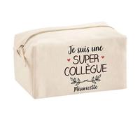 Planetee Trouse Multifonction Mauricette Super Collègue | Trousse Scolaire Fournitures Bureau Maquillage Idée Cadeau Collègue Noël Anniversaire