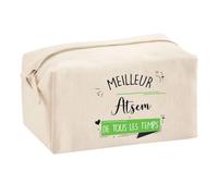 Planetee Trouse Multifonction Meilleur Atsem de Tous Les Temps | Trousse Scolaire Maquillage Idée Cadeau Collègue Noël Anniversaire | Trousse pour Fournitures Scolaires et de Bureau