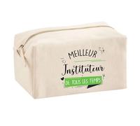 Planetee Trouse Multifonction Meilleur Instituteur de Tous Les Temps | Trousse Scolaire Fournitures Bureau Maquillage Idée Cadeau Collègue Noël Anniversaire