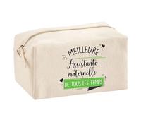 Planetee Trouse Multifonction Meilleure Assistante Maternelle de Tous Les Temps | Trousse Scolaire Maquillage Idée Cadeau Collègue Noël Anniversaire | Trousse pour Fournitures Scolaires et de Bureau