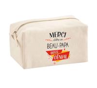 Planetee Trouse Multifonction Merci Beau-Papa Génial | Trousse Scolaire Maquillage Idée Cadeau Collègue Noël Anniversaire | Trousse pour Fournitures Scolaires et de Bureau